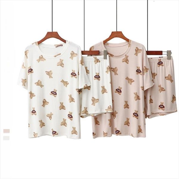 summer pajamas thin modal women sleepwear cotton cartoon bear printed short sleeved loose home suit for, Black;red
summer pajamas thin modal women sleepwear cotton cartoon bear printed short sleeved loose home suit for, Black;red
