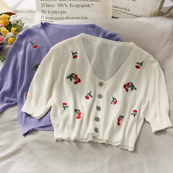 women's blouses & shirts women slim bodycon v neck flowers embroidery knit blouse lady sweet casual button cardigan girls elegant daily, White
women's blouses & shirts women slim bodycon v neck flowers embroidery knit blouse lady sweet casual button cardigan girls elegant daily, White