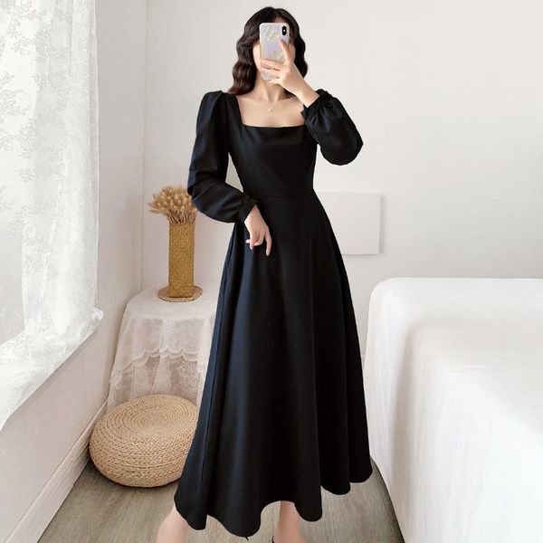 square collar long sleeve dress female spring black formal woman dresses vestido de mujer femme robe casual, Black;gray
square collar long sleeve dress female spring black formal woman dresses vestido de mujer femme robe casual, Black;gray
