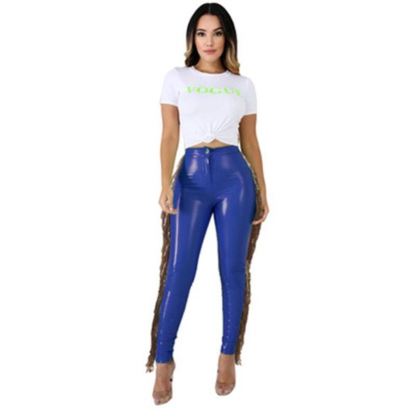 womens pu leather pants fashion trend high elasticity splicing sequins trousers designer winter female fleece tassel casual slim pant, Black;white
womens pu leather pants fashion trend high elasticity splicing sequins trousers designer winter female fleece tassel casual slim pant, Black;white