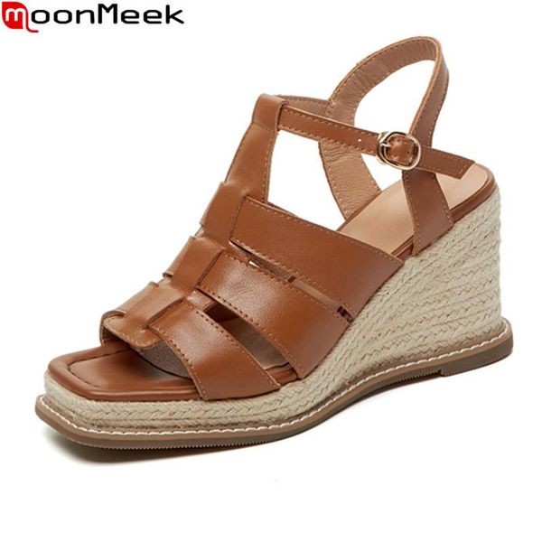 sandals moonmeek 2021 arrival women genuine leather party shoes fashion wedges platform buckle high heels, Black
sandals moonmeek 2021 arrival women genuine leather party shoes fashion wedges platform buckle high heels, Black