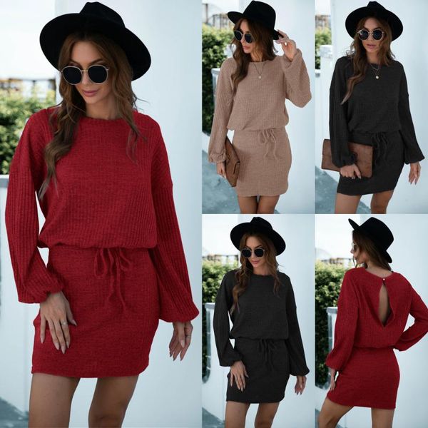 casual dresses 2021 autumn and winter product solid color waist drawstring knitted long-sleeved dress, Black;gray
casual dresses 2021 autumn and winter product solid color waist drawstring knitted long-sleeved dress, Black;gray