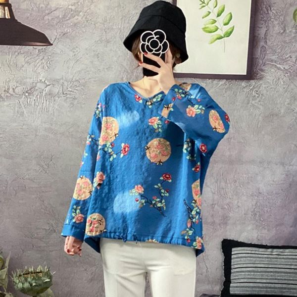 women's t-shirt women cotton linen casual t-shirts 2021 spring vintage style v-neck floral print loose female long sleeve tees s3151, White
women's t-shirt women cotton linen casual t-shirts 2021 spring vintage style v-neck floral print loose female long sleeve tees s3151, White