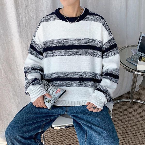 men's sweaters autumn winter striped sweater men warm fashion casual knitted pullover loose retro long-sleeved mens jumper clothes, White;black
men's sweaters autumn winter striped sweater men warm fashion casual knitted pullover loose retro long-sleeved mens jumper clothes, White;black