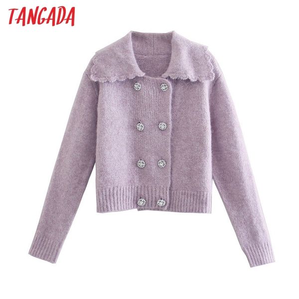 women elegant purple beading buttons vintage jumper lady fashion knitted cardigan coat 3n25 210416, White;black
women elegant purple beading buttons vintage jumper lady fashion knitted cardigan coat 3n25 210416, White;black