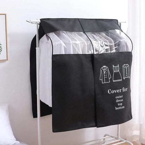 fabrics dust proofing cover hanging overcoat clothing non-woven suits pocket storage bags closet organizer & wardrobe
fabrics dust proofing cover hanging overcoat clothing non-woven suits pocket storage bags closet organizer & wardrobe