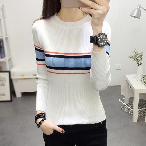women's sweaters women bottoming sweater slim autumn pullovers o-neck striped casual long sleeve stitching knitted, White;black
women's sweaters women bottoming sweater slim autumn pullovers o-neck striped casual long sleeve stitching knitted, White;black