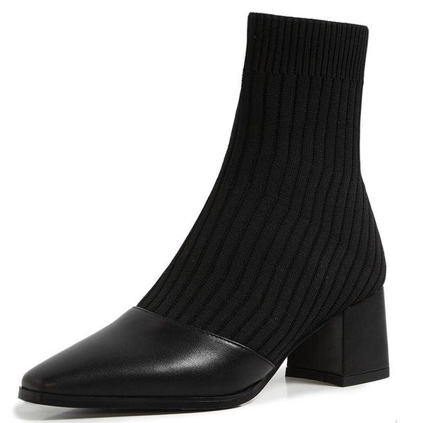 boots women ashion patchwork cow leather knitting socks pointed toe high heels winter mid-calf 3ocp, Black
boots women ashion patchwork cow leather knitting socks pointed toe high heels winter mid-calf 3ocp, Black
