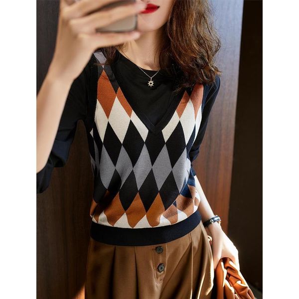 women's vests v neck vintage argyle sweater vest women black sleeveless plaid knitted crop sweaters casual autumn preppy style, Black;white
women's vests v neck vintage argyle sweater vest women black sleeveless plaid knitted crop sweaters casual autumn preppy style, Black;white