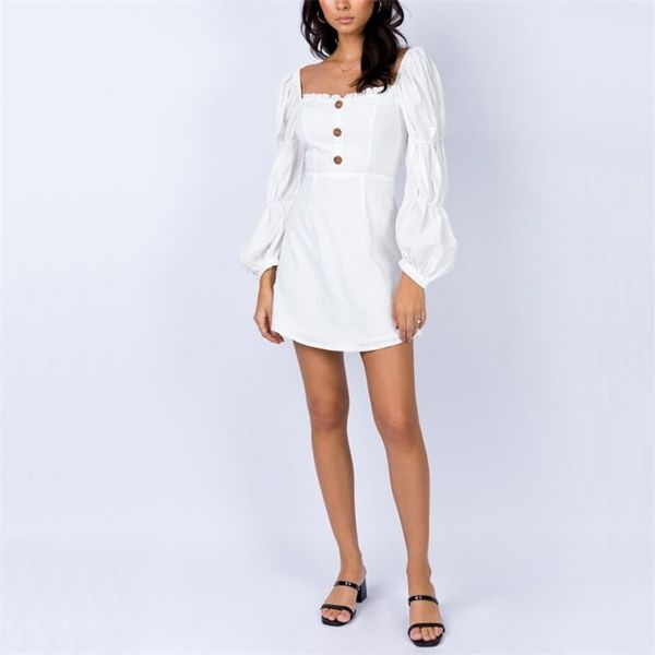summer women dress casual solid color square collar puff decorative buttons slim vestidos 210430, Black;gray
summer women dress casual solid color square collar puff decorative buttons slim vestidos 210430, Black;gray