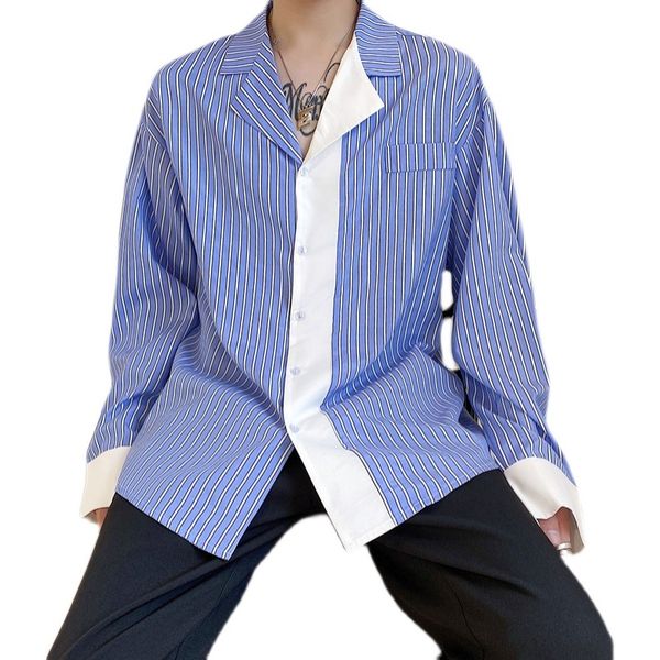 men's casual shirts men loose long sleeve turn-down collar blue stripe japan korea streetwear youthful fashion vintage 0dj8, White;black
men's casual shirts men loose long sleeve turn-down collar blue stripe japan korea streetwear youthful fashion vintage 0dj8, White;black