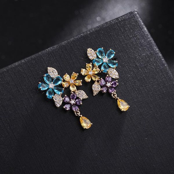 stud luxury 14k real gold s needle candy colorful zircon temperament flower earrings for women cubic zc, Golden;silver
stud luxury 14k real gold s needle candy colorful zircon temperament flower earrings for women cubic zc, Golden;silver
