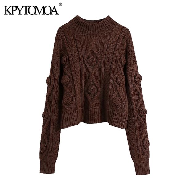 women fashion with flowers cropped cable-knit sweater vintage high neck long sleeve female pullovers chic 210420, White;black
women fashion with flowers cropped cable-knit sweater vintage high neck long sleeve female pullovers chic 210420, White;black