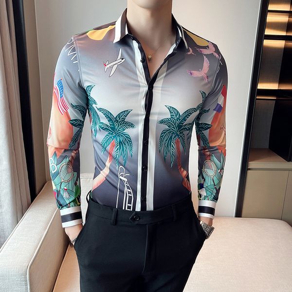 men's casual shirts printed long sleeved shirt, autumn fashion festival style, korean luxury shirt, White;black
men's casual shirts printed long sleeved shirt, autumn fashion festival style, korean luxury shirt, White;black