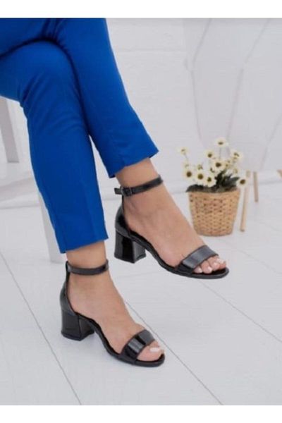 sandals women wrist gusset thick high-heeled, Black