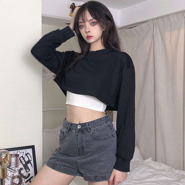 women's sweaters amy way street loose and lazy style solid color versatile sweater round neck pullover slim short long sleeve vzou, White;black
women's sweaters amy way street loose and lazy style solid color versatile sweater round neck pullover slim short long sleeve vzou, White;black