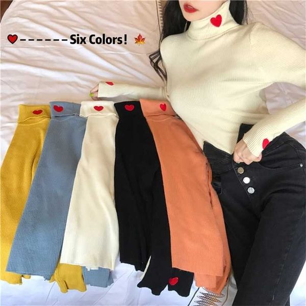 turtleneck sweater women autumn/winter korean version of soft waxy love embroidery slim stretch warm pullover 211011, White;black
turtleneck sweater women autumn/winter korean version of soft waxy love embroidery slim stretch warm pullover 211011, White;black