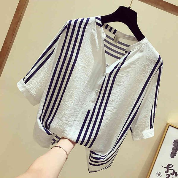 women's & women spring summer style blouses shirts lady casual half sleeve striped printed v-neck loose blusas zz0699, White
women's & women spring summer style blouses shirts lady casual half sleeve striped printed v-neck loose blusas zz0699, White