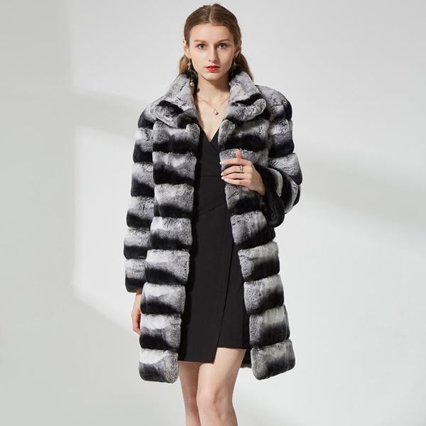 women's fur & faux medium long real rex coat with stand collar autumn winter classical chinchilla natural, Black
women's fur & faux medium long real rex coat with stand collar autumn winter classical chinchilla natural, Black