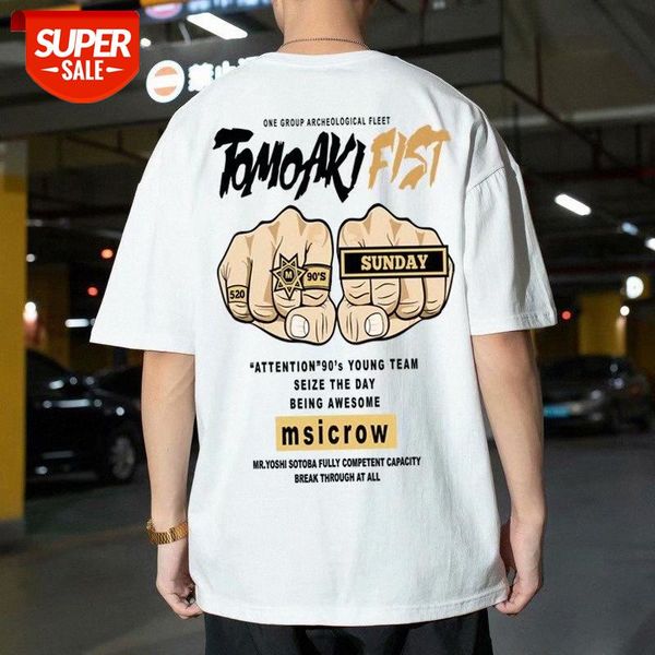 new 2021trendy brand hip-hop korean loose short-sleeved t-shirt men's european and american style student harajuku bf five-point sleeve, White;black
new 2021trendy brand hip-hop korean loose short-sleeved t-shirt men's european and american style student harajuku bf five-point sleeve, White;black