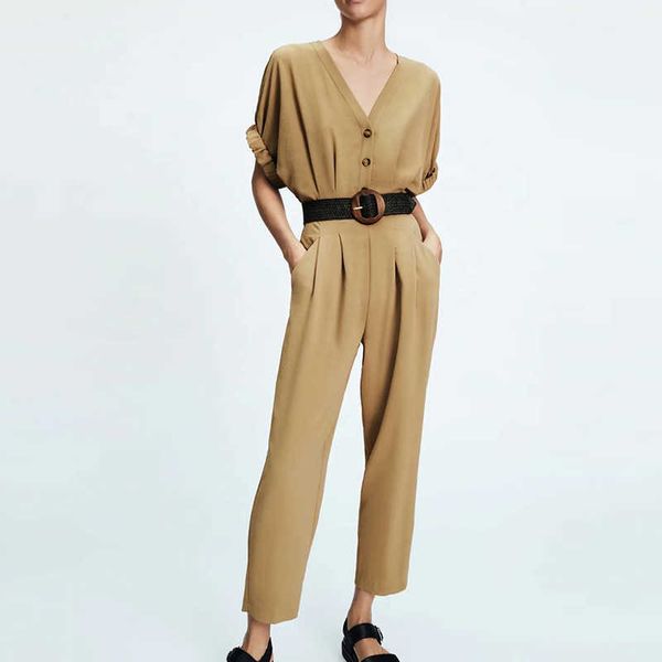women jumpsuit za summer fashion slim fit with belt chic high waist trousers casual street women 210601, Black;white
women jumpsuit za summer fashion slim fit with belt chic high waist trousers casual street women 210601, Black;white
