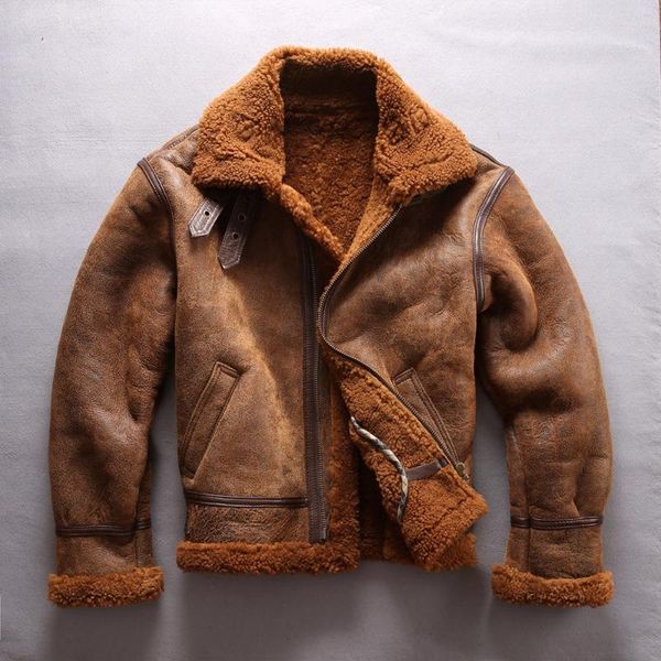 men's leather & faux genuine sheep european warm coat large size b3 shearling bomber military pilot fur jacket, Black
men's leather & faux genuine sheep european warm coat large size b3 shearling bomber military pilot fur jacket, Black
