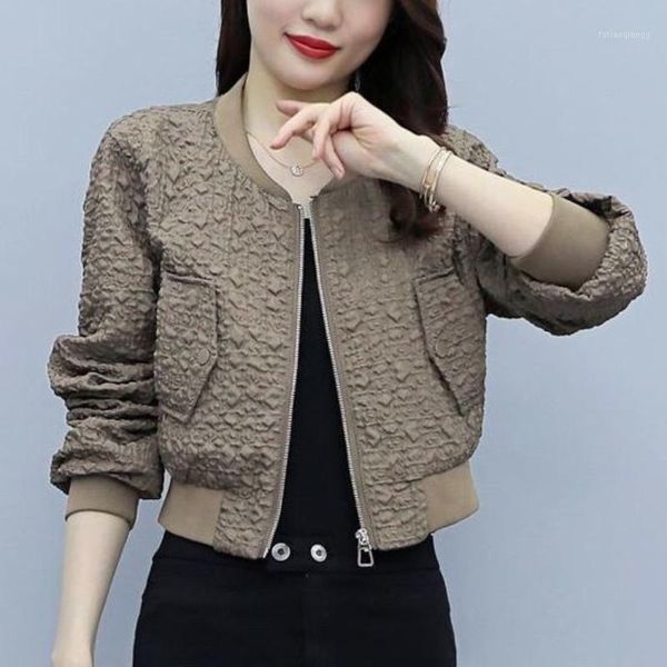 women's jackets 2021 women spring casual solid jacket female o-neck zipper long sleeve short bomber lady vintage plus size n53, Black;brown
women's jackets 2021 women spring casual solid jacket female o-neck zipper long sleeve short bomber lady vintage plus size n53, Black;brown