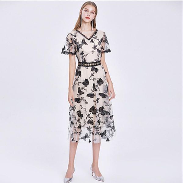 casual dresses high end embroidery 3d butterfly mesh beach dress european style long midi holiday 2021 summer, Black;gray
casual dresses high end embroidery 3d butterfly mesh beach dress european style long midi holiday 2021 summer, Black;gray