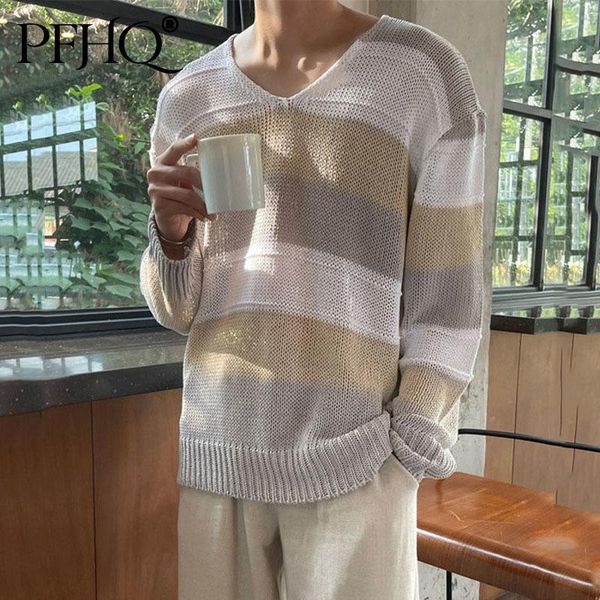 men's sweaters pfhq 2021 autumn winter men long sleeve exquisite korean style striped stitching loose v-neck sweater pullover sueter 21, White;black
men's sweaters pfhq 2021 autumn winter men long sleeve exquisite korean style striped stitching loose v-neck sweater pullover sueter 21, White;black