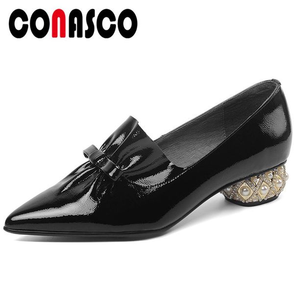 dress shoes conasco fashion genuine leather woman pumps butterfly-knot pleated pearl rhinestone thick heels spring summer, Black
dress shoes conasco fashion genuine leather woman pumps butterfly-knot pleated pearl rhinestone thick heels spring summer, Black