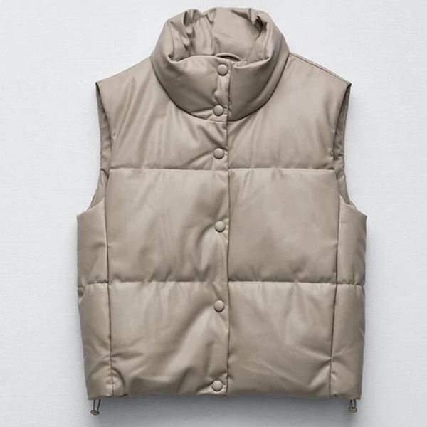 women's vests 2021 winter women black warm faux leather vest coat casual zipper sleeveless jacket female short cotton waistcoat, Black;white
women's vests 2021 winter women black warm faux leather vest coat casual zipper sleeveless jacket female short cotton waistcoat, Black;white