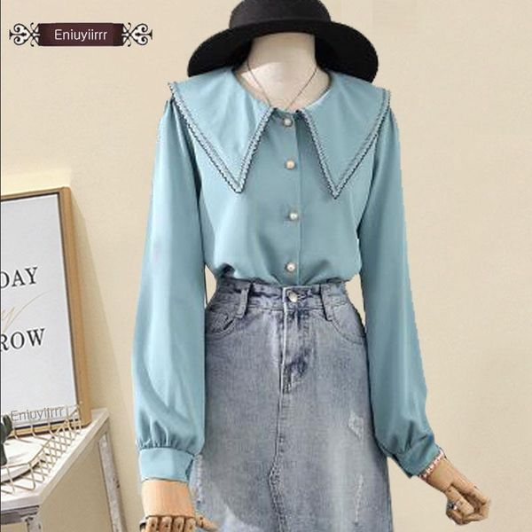women's blouses & shirts 2021 women spring long sleeve cute sweet button white chiffon blouse e9845
women's blouses & shirts 2021 women spring long sleeve cute sweet button white chiffon blouse e9845