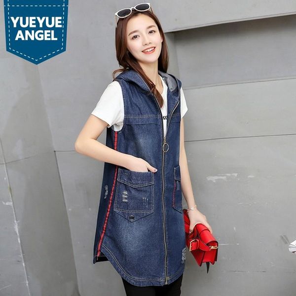 women's vests fashion long style hooded female jacket zipper torn ripped jeans sleeveless vest casual coat large size 3xl waistcoat for, Black;white
women's vests fashion long style hooded female jacket zipper torn ripped jeans sleeveless vest casual coat large size 3xl waistcoat for, Black;white