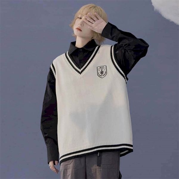 spring outer knit sweater vest men women japan preppy embroidery v-neck sleeveless bottoming high street goth punk 211006, White;black
spring outer knit sweater vest men women japan preppy embroidery v-neck sleeveless bottoming high street goth punk 211006, White;black