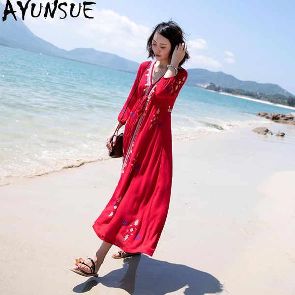 casual dresses summer beach cotton and linen dress women elegant long red chiffon maxi boho vestidos verano 2021 kj1738, Black;gray
casual dresses summer beach cotton and linen dress women elegant long red chiffon maxi boho vestidos verano 2021 kj1738, Black;gray