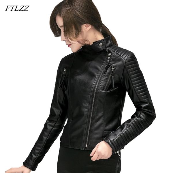 women spring autumn pu leather jacket casual slim soft moto biker faux female black 210430
women spring autumn pu leather jacket casual slim soft moto biker faux female black 210430