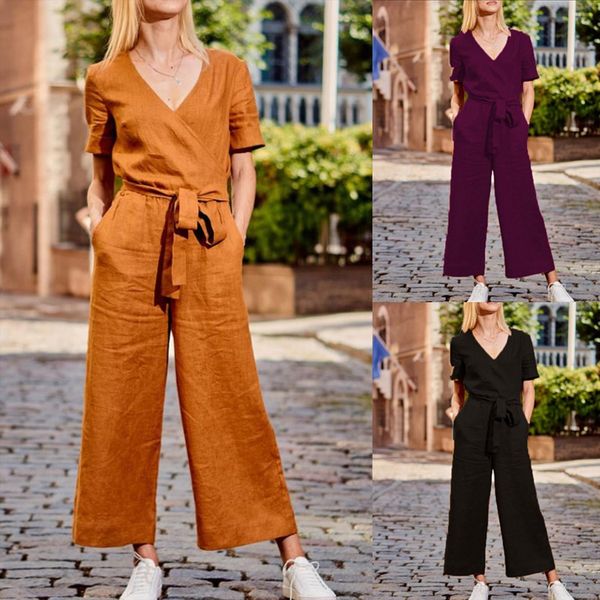 40 solid pocket womens romper short sleeve v neck belt loose overalls bodysuit, Black;white
40 solid pocket womens romper short sleeve v neck belt loose overalls bodysuit, Black;white