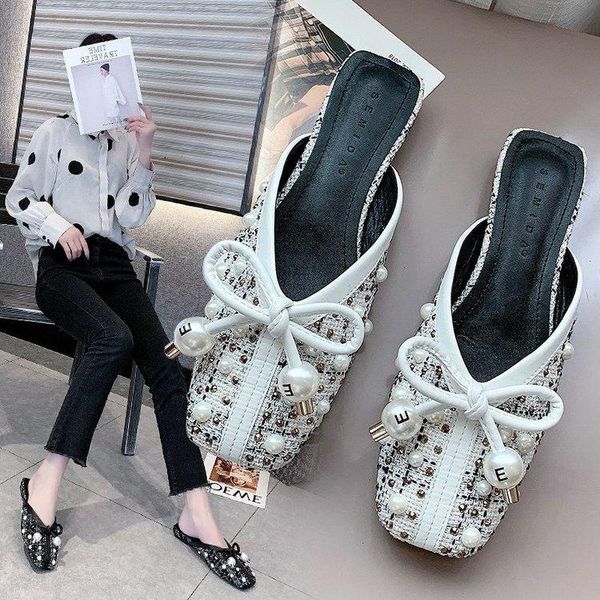spring pointed toe flat bottom pearl heel-women's slippers muller shoes outer wear half, Black
spring pointed toe flat bottom pearl heel-women's slippers muller shoes outer wear half, Black