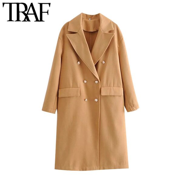 traf women fashion double breasted loose woolen coat vintage long sleeve back vents female outerwear chic overcoat 210415, Black
traf women fashion double breasted loose woolen coat vintage long sleeve back vents female outerwear chic overcoat 210415, Black
