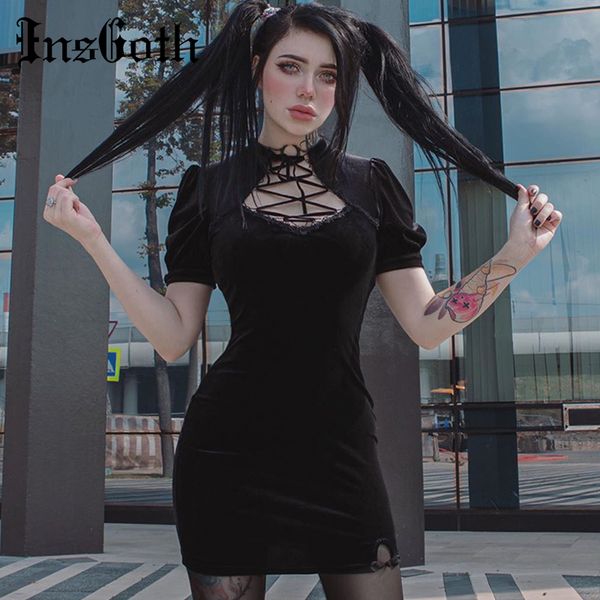 insgoth retro bandage black short sleeve mini dress women gothic streetwear female dress elegent vintage party dress, Black;gray
insgoth retro bandage black short sleeve mini dress women gothic streetwear female dress elegent vintage party dress, Black;gray