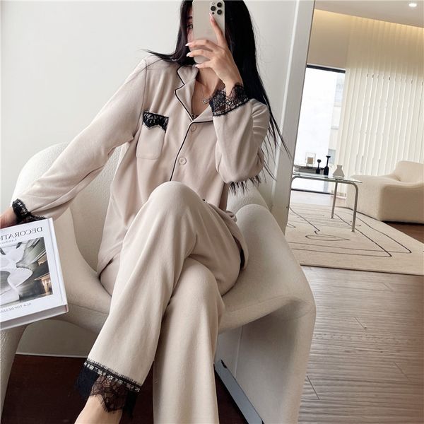casual designer lace velvet sleepwear women autumn winter thick pajamas 2 pieces set long sleeve cardigan cashmere sleepwears, Black;red
casual designer lace velvet sleepwear women autumn winter thick pajamas 2 pieces set long sleeve cardigan cashmere sleepwears, Black;red