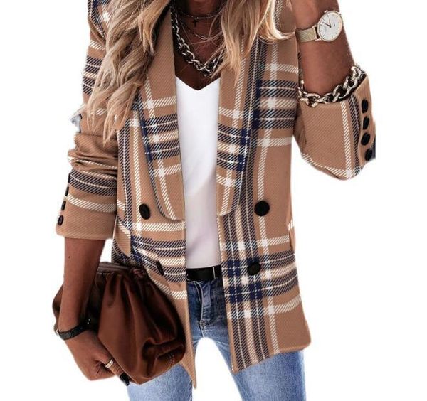 women's suits & blazers 2021 autumn and winter fashion print color matching lapel double-breasted suit blazer long-sleeved jacket, White;black
women's suits & blazers 2021 autumn and winter fashion print color matching lapel double-breasted suit blazer long-sleeved jacket, White;black