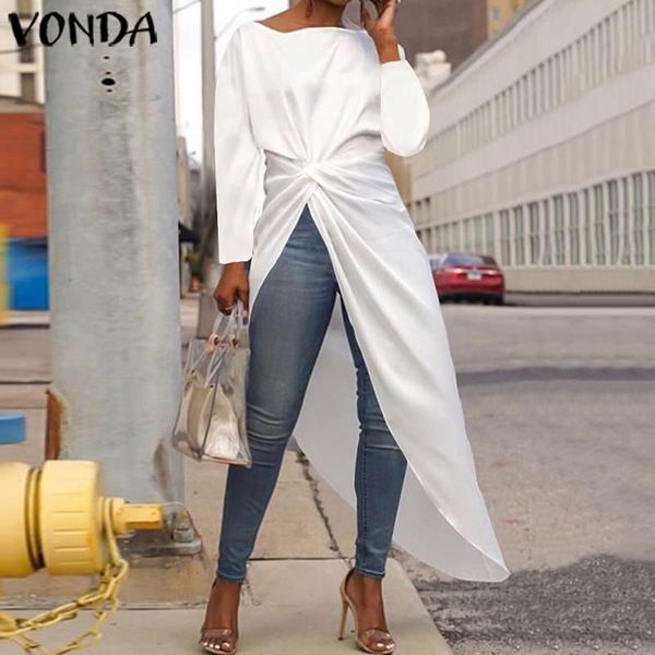 women's blouses & shirts long sleeve split hem blouse vonda 2021 asymmetrical women autumn cocktail party plus size vestidos, White
women's blouses & shirts long sleeve split hem blouse vonda 2021 asymmetrical women autumn cocktail party plus size vestidos, White