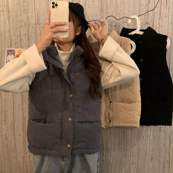 women's vests korean style corduroy short women autumn stand-up collar button zipper fashion casual sleeveless woman, Black;white
women's vests korean style corduroy short women autumn stand-up collar button zipper fashion casual sleeveless woman, Black;white