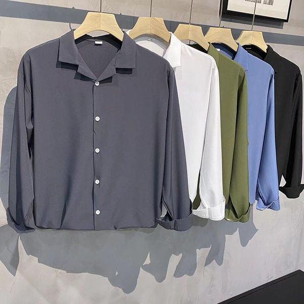 men's casual shirts men suit collar shirt loose long sleeve single-breasted male fashion four-color camisa masculina, White;black
men's casual shirts men suit collar shirt loose long sleeve single-breasted male fashion four-color camisa masculina, White;black