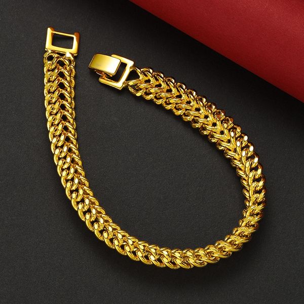 bracelet men wrist chain classic 18k yellow gold filled male jewelry vintage solid accessories gift, Black
bracelet men wrist chain classic 18k yellow gold filled male jewelry vintage solid accessories gift, Black