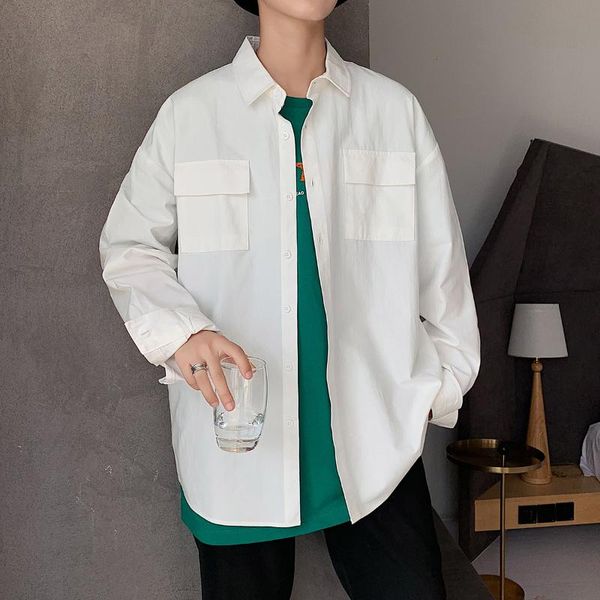 men's casual shirts 2021 autumn pure cotton work clothes pocket decoration shirt long sleeve fashion trend leisure solid color loose, White;black
men's casual shirts 2021 autumn pure cotton work clothes pocket decoration shirt long sleeve fashion trend leisure solid color loose, White;black