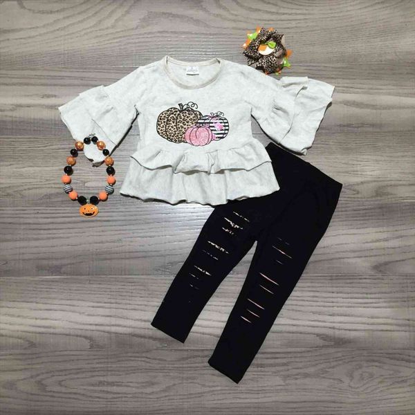 fall winter girls pumpkin print bell sleeve with black pants kids halloween set bow and necklace, White
fall winter girls pumpkin print bell sleeve with black pants kids halloween set bow and necklace, White