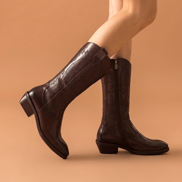 boots mid-calf boots western women cow leather embroider waxing pointed toe autumn fashion ladies shoes handmade 02213, Black
boots mid-calf boots western women cow leather embroider waxing pointed toe autumn fashion ladies shoes handmade 02213, Black