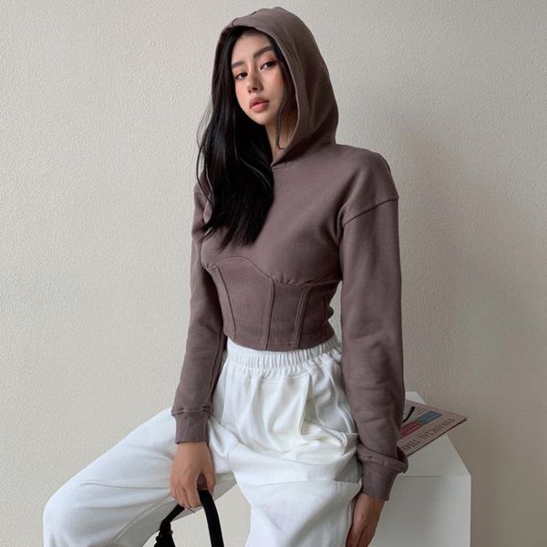 women's hoodies & sweatshirts europe autumn winter women cinched waist crop hoodie hooded sweatshirt with corset detail x4la, Black
women's hoodies & sweatshirts europe autumn winter women cinched waist crop hoodie hooded sweatshirt with corset detail x4la, Black